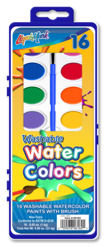 Set of 16 color Washable Watercolor Paints with Brush