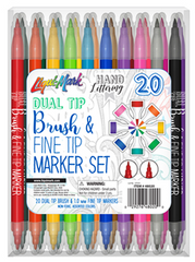 20ct Duel Tip Brush + Fine Tip Markers in Plastic Box